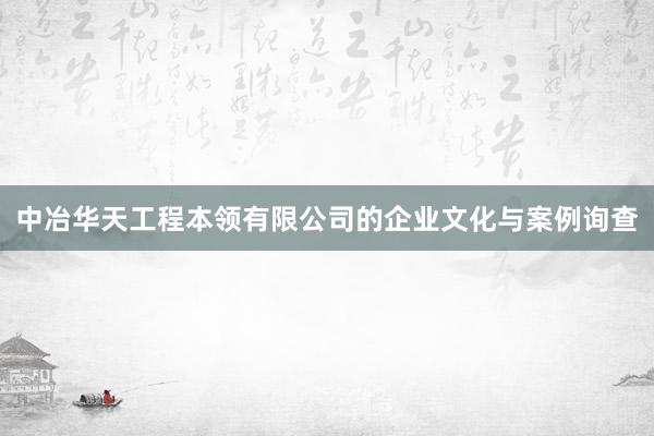中冶华天工程本领有限公司的企业文化与案例询查